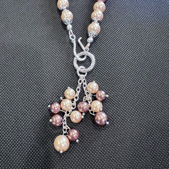 New, handmade 3-tone fall colors faux pearl necklace and earrings with purchase - Picture 5 of 6